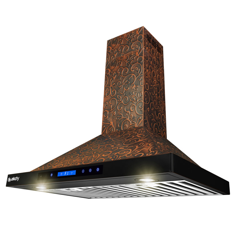 30-Inch Embossed Copper Convertible Wall Mount Range Hood