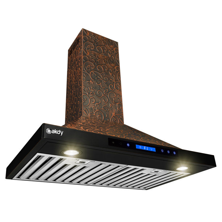 30-Inch Embossed Copper Convertible Wall Mount Range Hood
