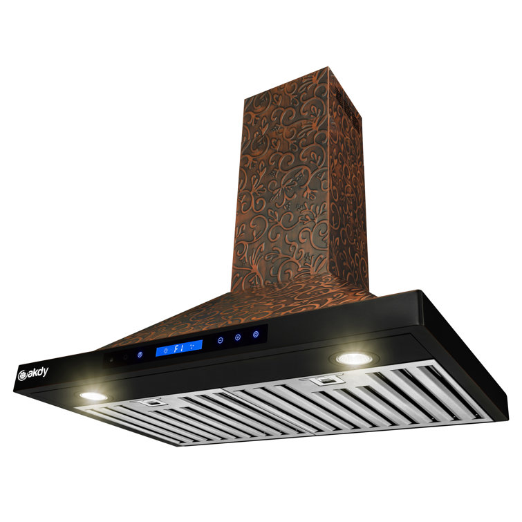 30-Inch Embossed Copper Convertible Wall Mount Range Hood