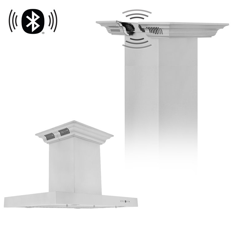 30" Stainless Steel Island Range Hood with Built-in Speakers