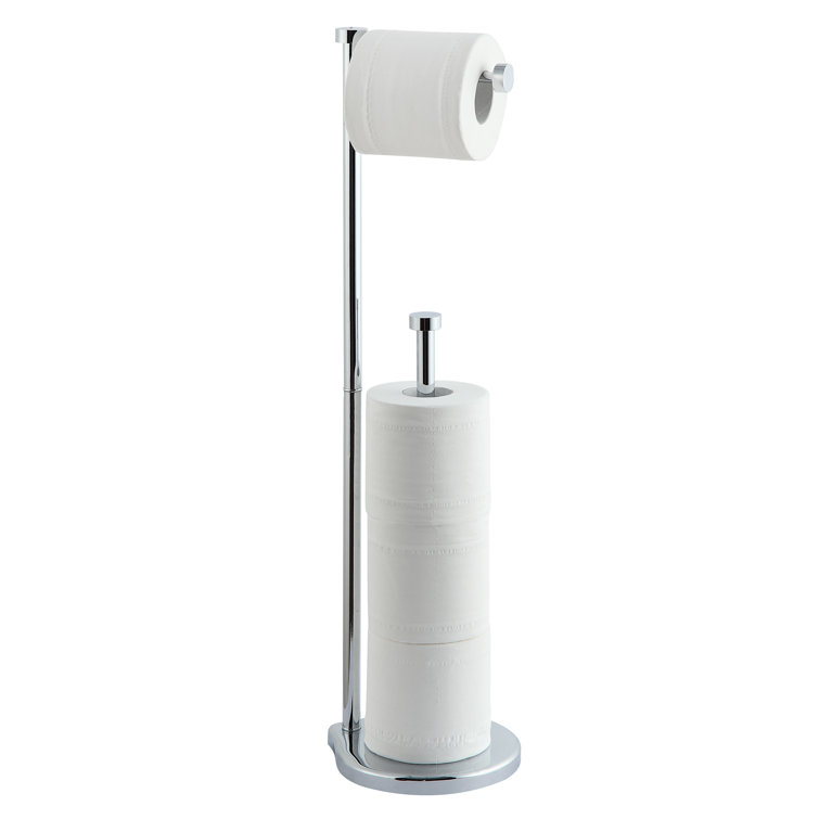 Chrome Free Standing Bathroom Toilet Paper Holder with Reserve