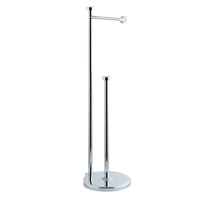 Chrome Free Standing Bathroom Toilet Paper Holder with Reserve