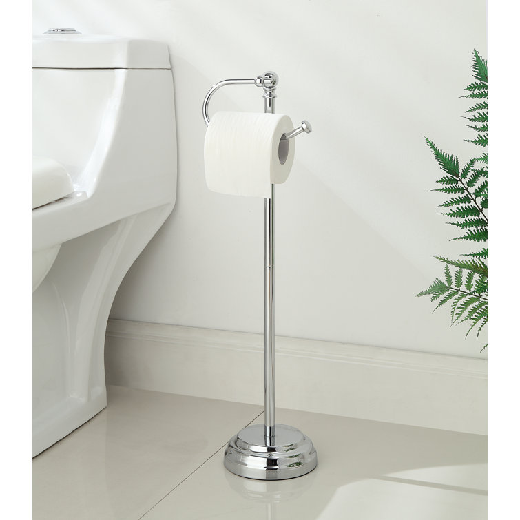 Chrome Free Standing Toilet Paper Roll Holder Stand