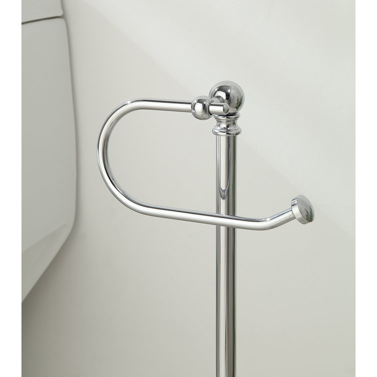 Chrome Free Standing Toilet Paper Roll Holder Stand