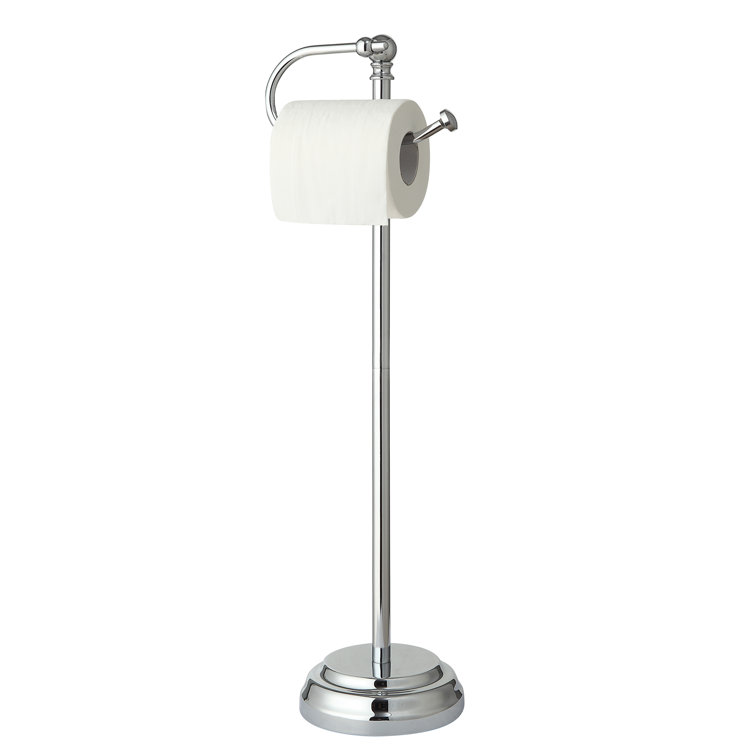 Chrome Free Standing Toilet Paper Roll Holder Stand