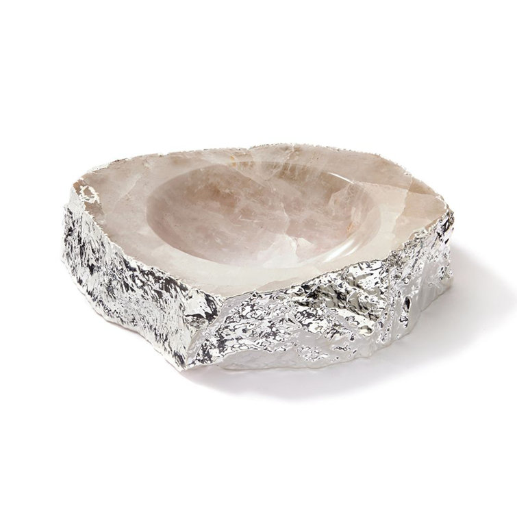 Handcrafted Round Silver Gemstone Decorative Bowl