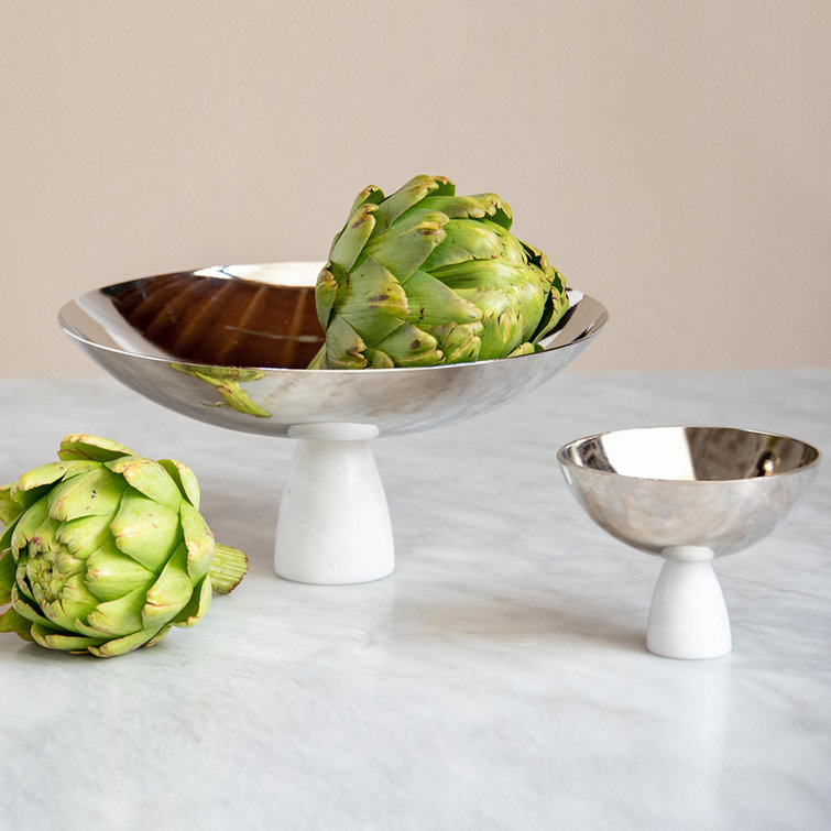 Silver and Marble Modern Candy Bowl for Serving
