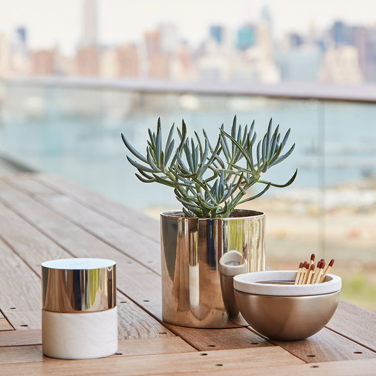 Silver Alabaster Scented Votive Candle with Metal Lid