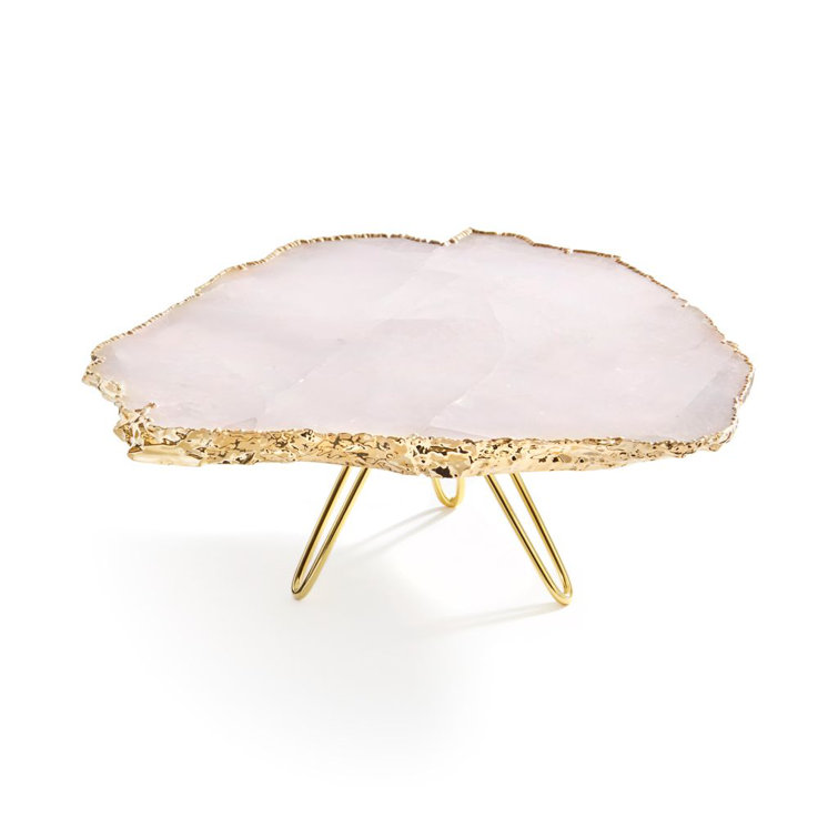 Organic Silver Pedestal Cake Stand with Off-White Plate