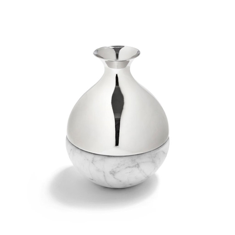 Silver and Carrara Marble Dual Bud Vase