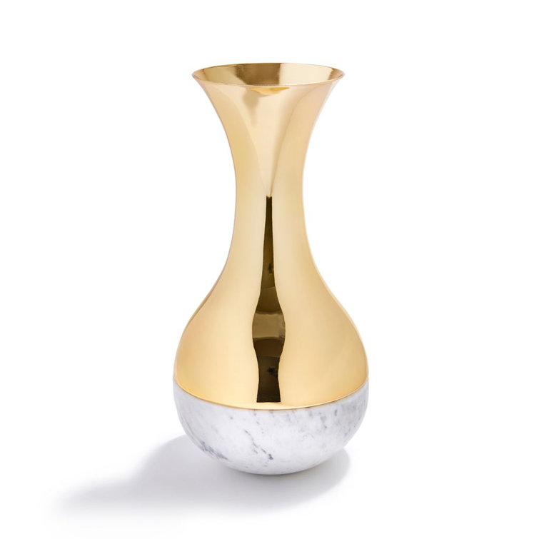 Gold and Carrara Marble Dual Vase