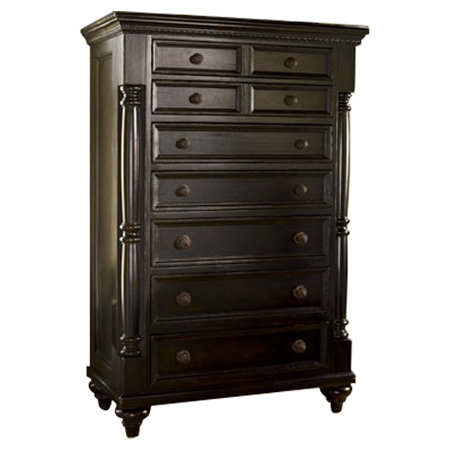 Kingstown 38'' Black Traditional Dovetail 7-Drawer Chest