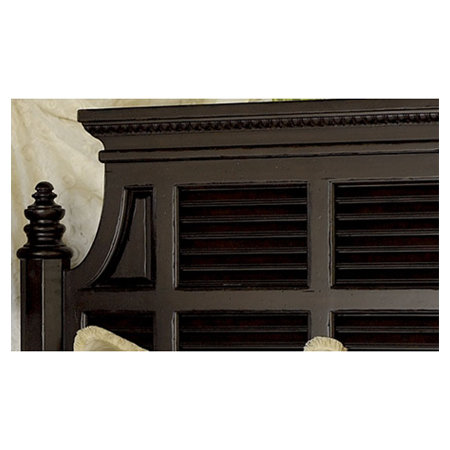Queen-Sized Malabar Black Poster Bed with Upholstered Headboard