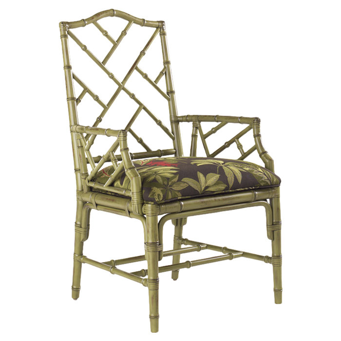 Cilantro Beige Transitional Rattan Cane Arm Chair