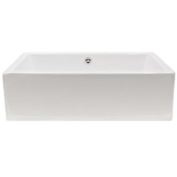 Matte Black and White Rectangular Ceramic Vessel Sink