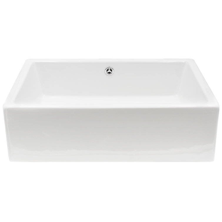 Matte Black and White Rectangular Ceramic Vessel Sink