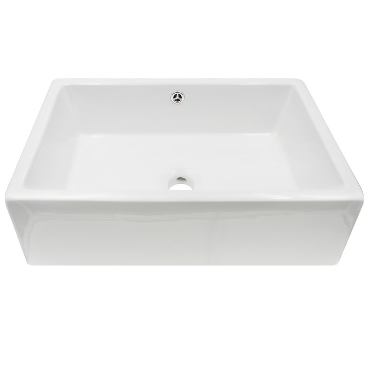 Matte Black and White Rectangular Ceramic Vessel Sink