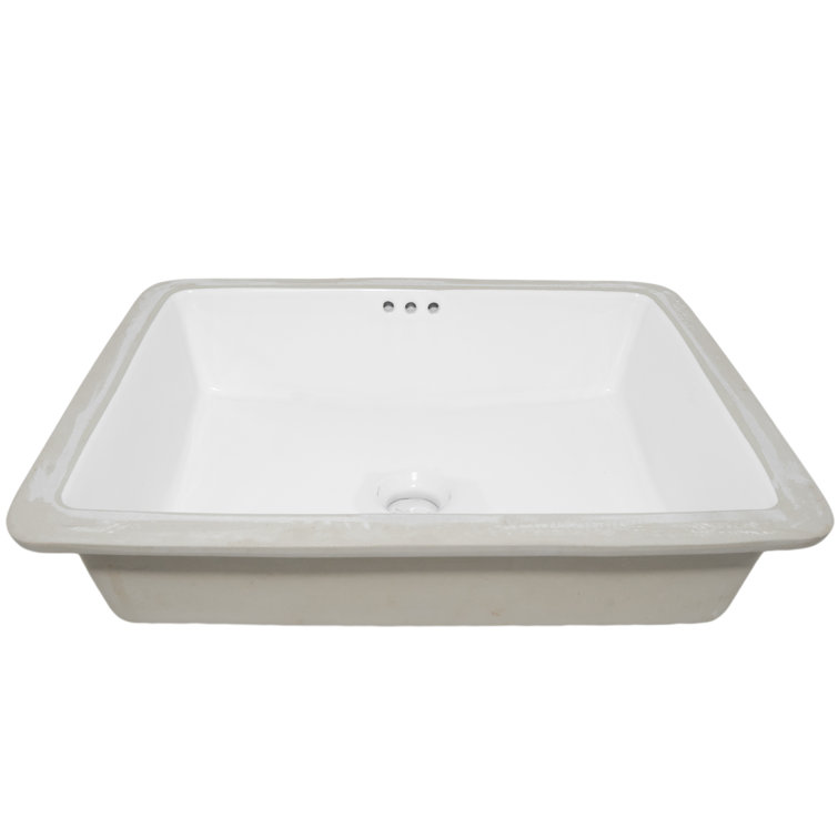 Modern White Rectangular Undermount Porcelain Bathroom Sink