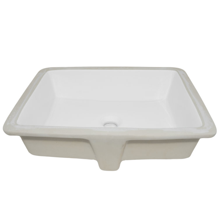 Modern White Rectangular Undermount Porcelain Bathroom Sink