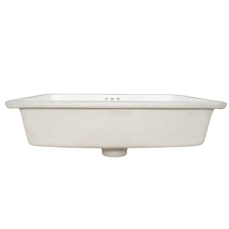 Modern White Rectangular Undermount Porcelain Bathroom Sink