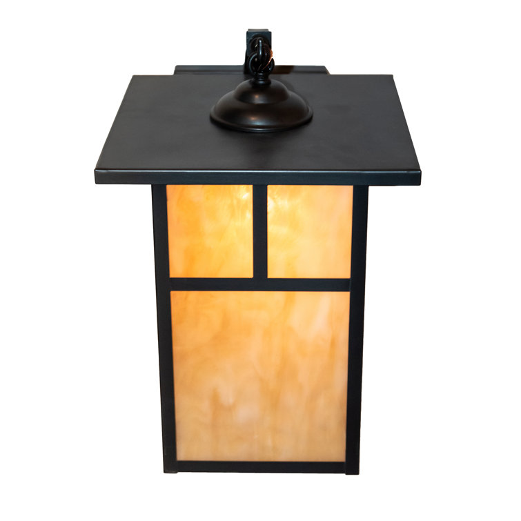 Hyde Park Craftsman Brown 1-Light Wall Sconce with Beige Glass Shade