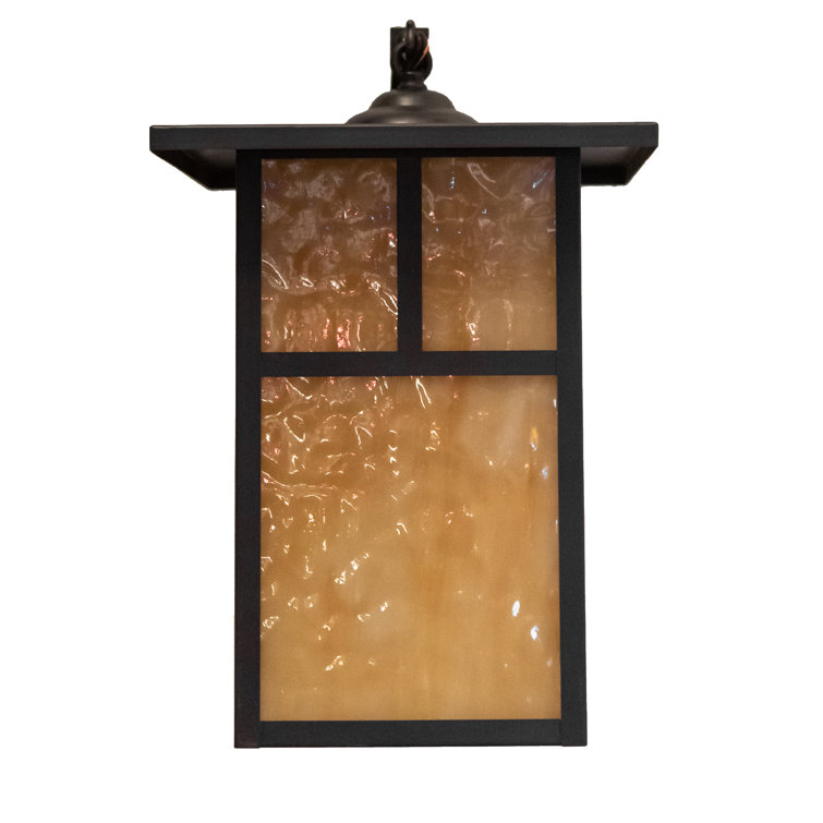 Hyde Park Craftsman Brown 1-Light Wall Sconce with Beige Glass Shade