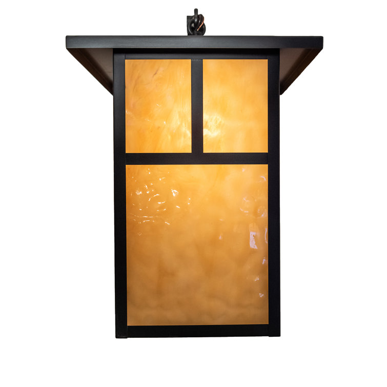 Hyde Park Craftsman Brown 1-Light Wall Sconce with Beige Glass Shade