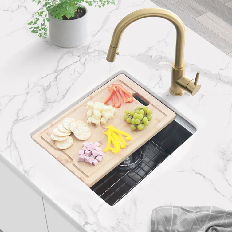 Versa STYLISH 15 inch Workstation Single Bowl Undermount 16G Kitchen Sink with Built in Accessories
