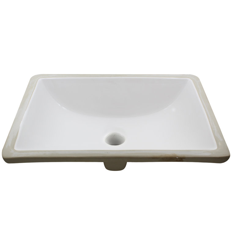 20.25'' White Ceramic Rectangular Undermount Bathroom Sink with Oil Rubbed Bronze Drain