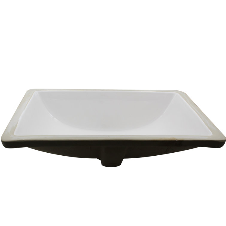 20.25'' White Ceramic Rectangular Undermount Bathroom Sink with Oil Rubbed Bronze Drain