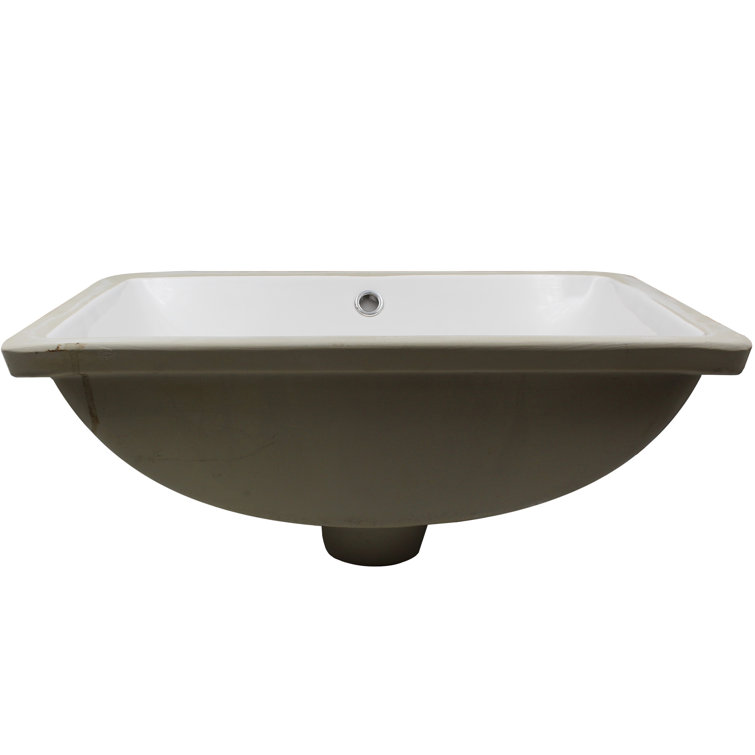20.25'' White Ceramic Rectangular Undermount Bathroom Sink with Oil Rubbed Bronze Drain