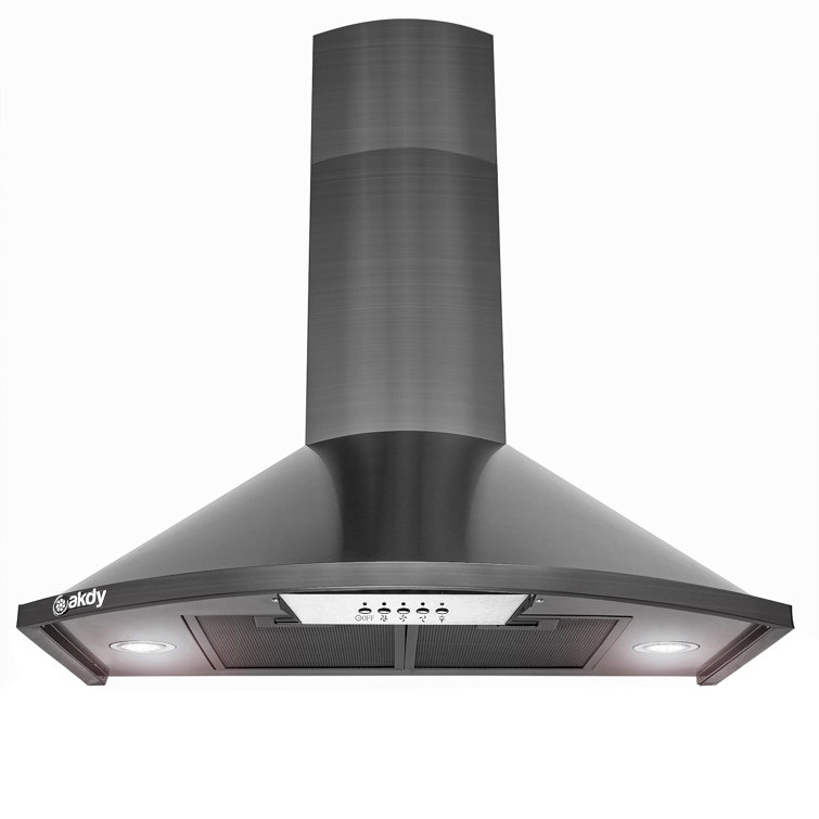 30-Inch Black Stainless Steel Convertible Wall-Mounted Range Hood
