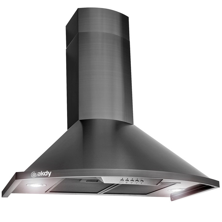 30-Inch Black Stainless Steel Convertible Wall-Mounted Range Hood