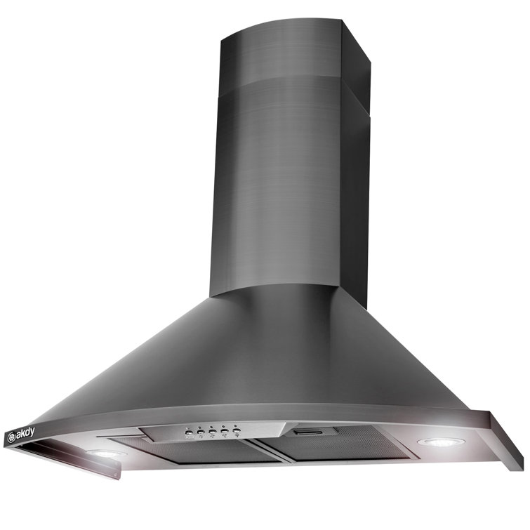30-Inch Black Stainless Steel Convertible Wall-Mounted Range Hood