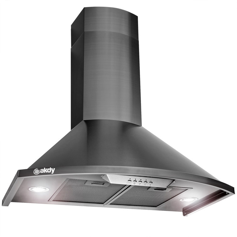 30-Inch Black Stainless Steel Convertible Wall-Mounted Range Hood