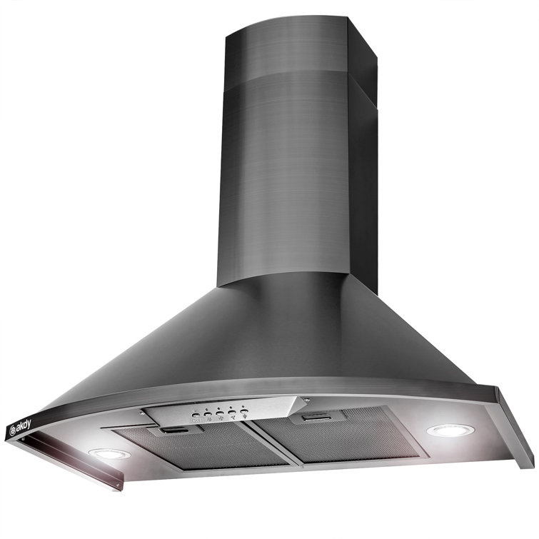 30-Inch Black Stainless Steel Convertible Wall-Mounted Range Hood