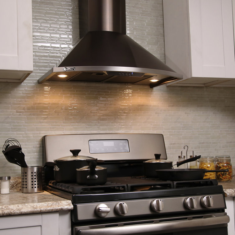 30-Inch Black Stainless Steel Convertible Wall-Mounted Range Hood