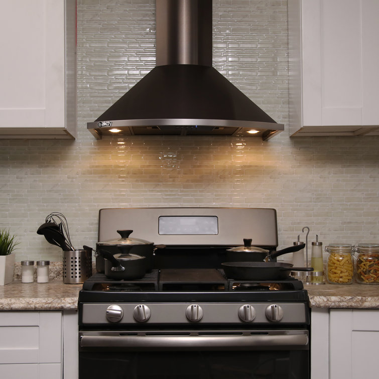 30-Inch Black Stainless Steel Convertible Wall-Mounted Range Hood
