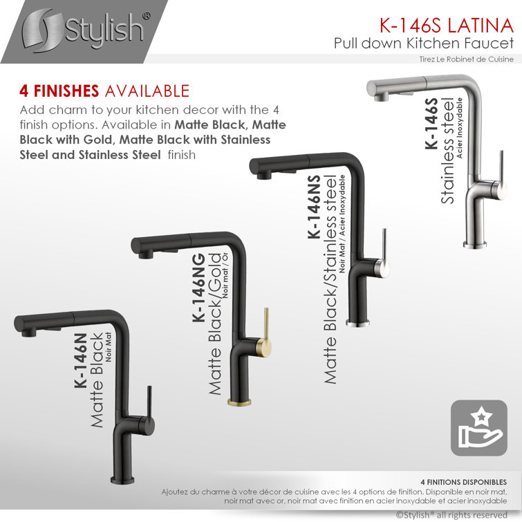 Stainless Steel Single Handle Pull Down Kitchen Faucet