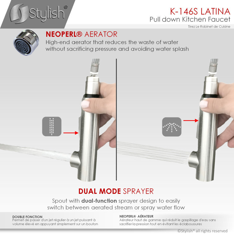 Stainless Steel Single Handle Pull Down Kitchen Faucet