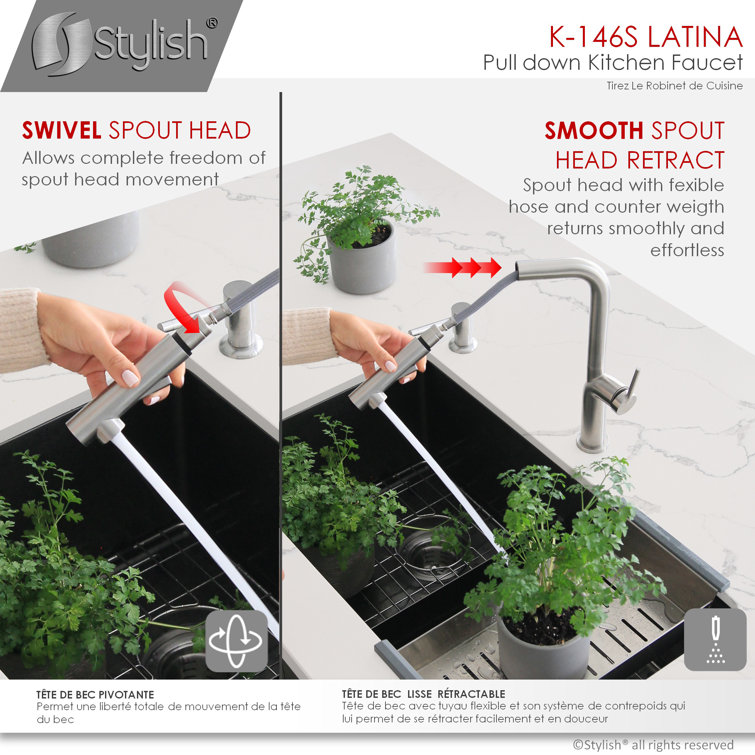 Stainless Steel Single Handle Pull Down Kitchen Faucet