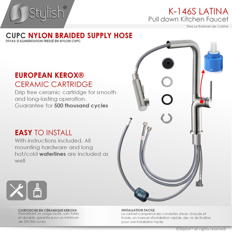 Stainless Steel Single Handle Pull Down Kitchen Faucet