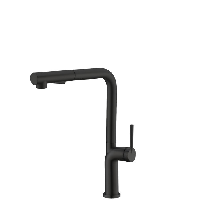 Matte Black Stainless Steel Pull-Down Kitchen Faucet