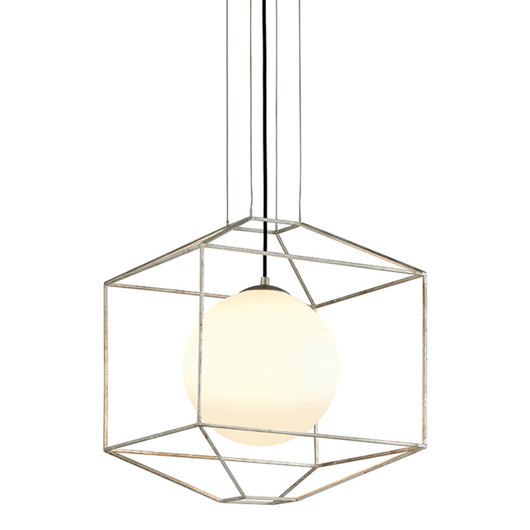 Silver Leaf Geometric Glass Pendant Light