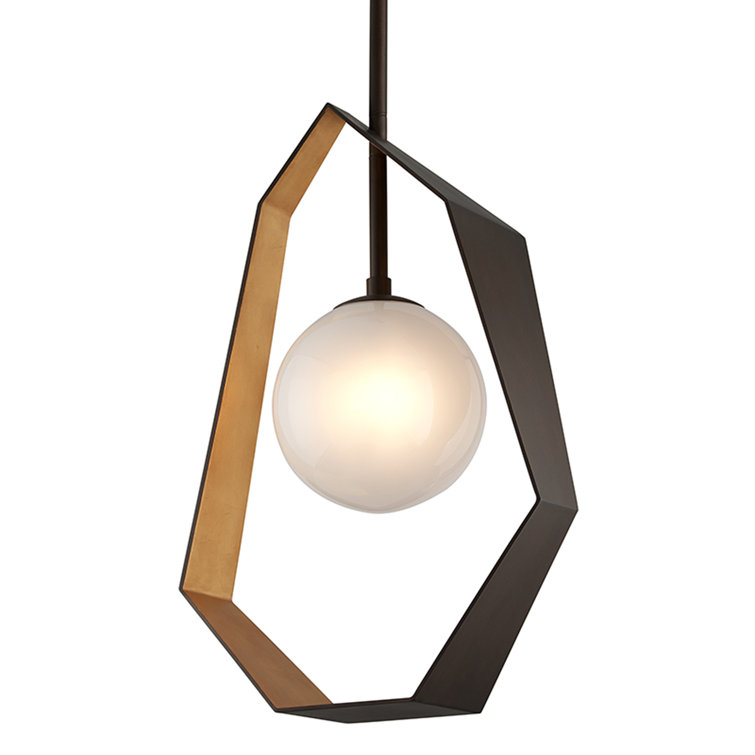 Origami Bronze & Gold Leaf Globe Pendant with Frosted Glass