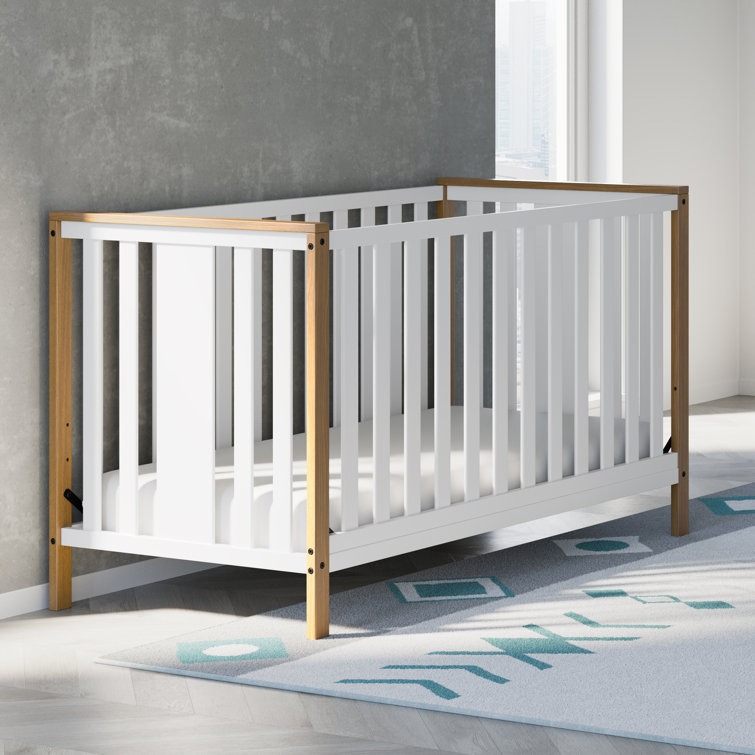 Modern Pacific White and Driftwood 4-in-1 Convertible Crib