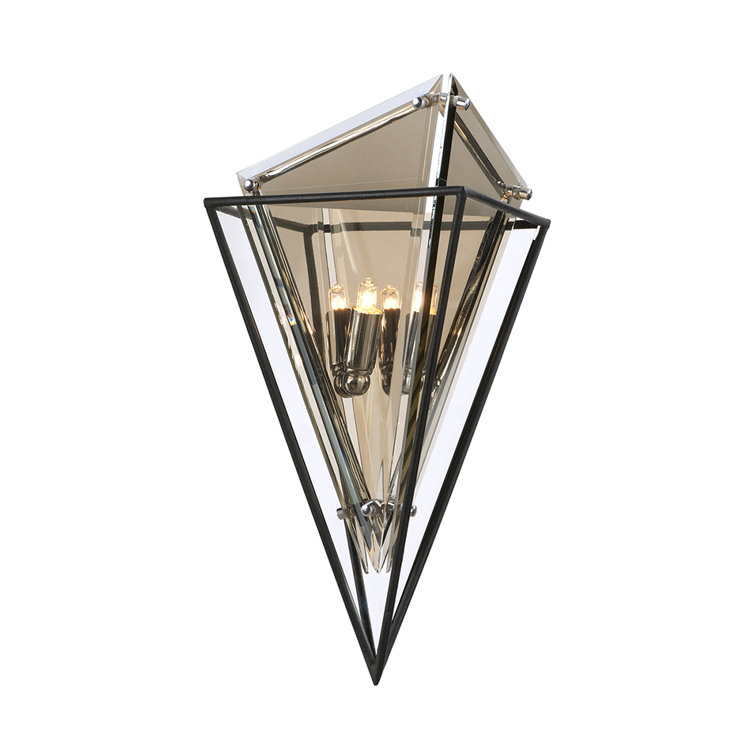 Epic Black Iron and Glass Geometric Wall Sconce