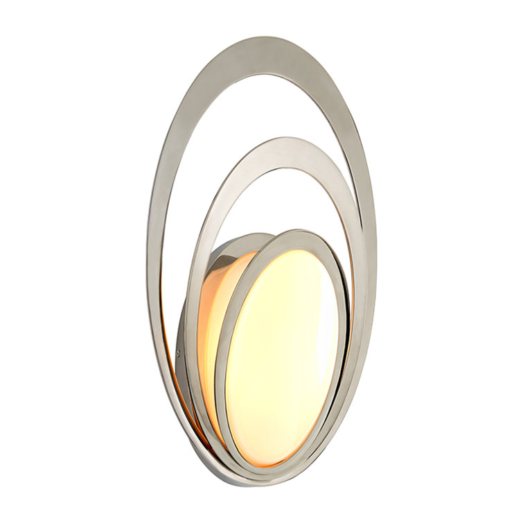 Polished Stainless Steel and Opal White Glass LED Wall Sconce
