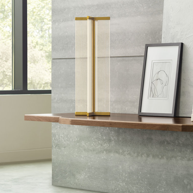 Rohe Natural Brass LED Table Lamp with White Acrylic Shade