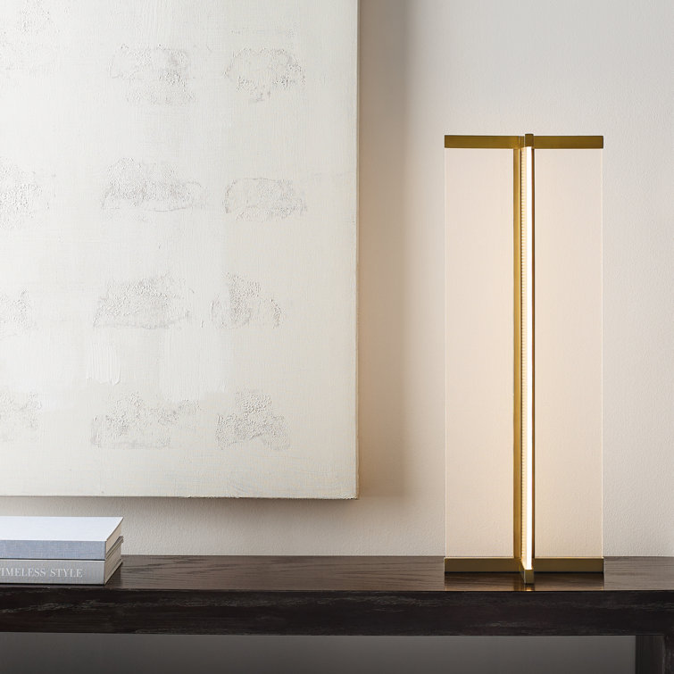Rohe Natural Brass LED Table Lamp with White Acrylic Shade